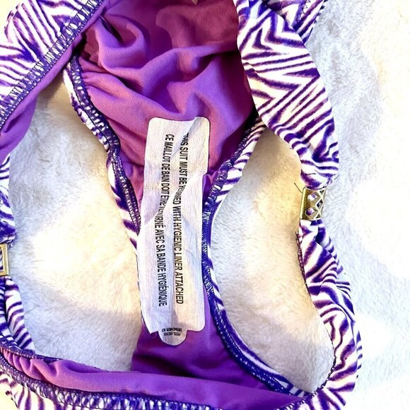 NEW Mossimo White/Purple Patterned Bikini Bottom - Size: Small - Picture 3 of 5